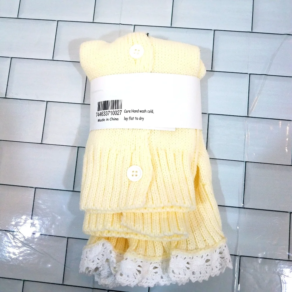Cream and White Leg Warmers with Buttons New